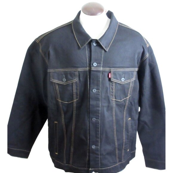 COPY - Levi's Men's Button Front Black Denim Unlined Trucker Jean Jacket Size 4… - Picture 2 of 9